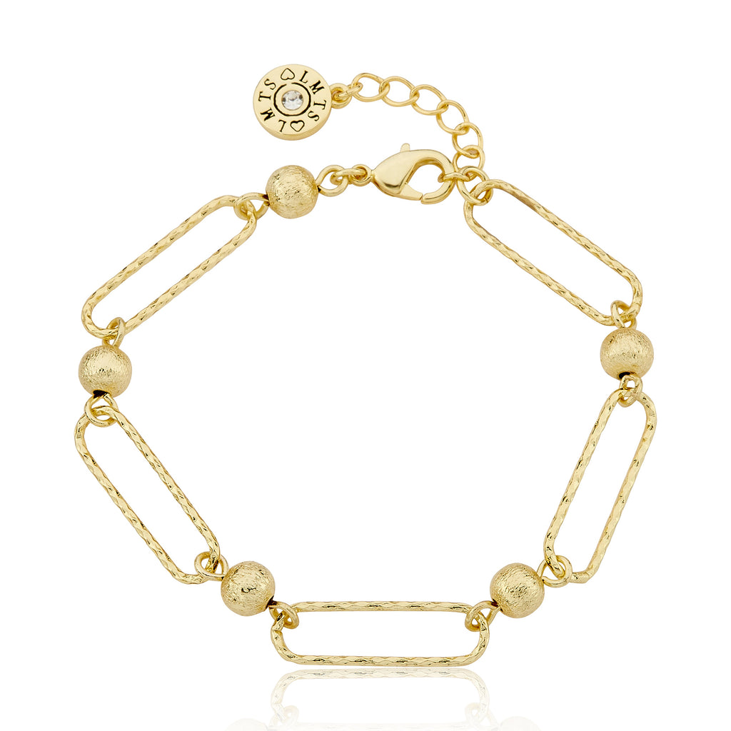 14K Gold Plated Links & Gold Balls Chain Bracelet