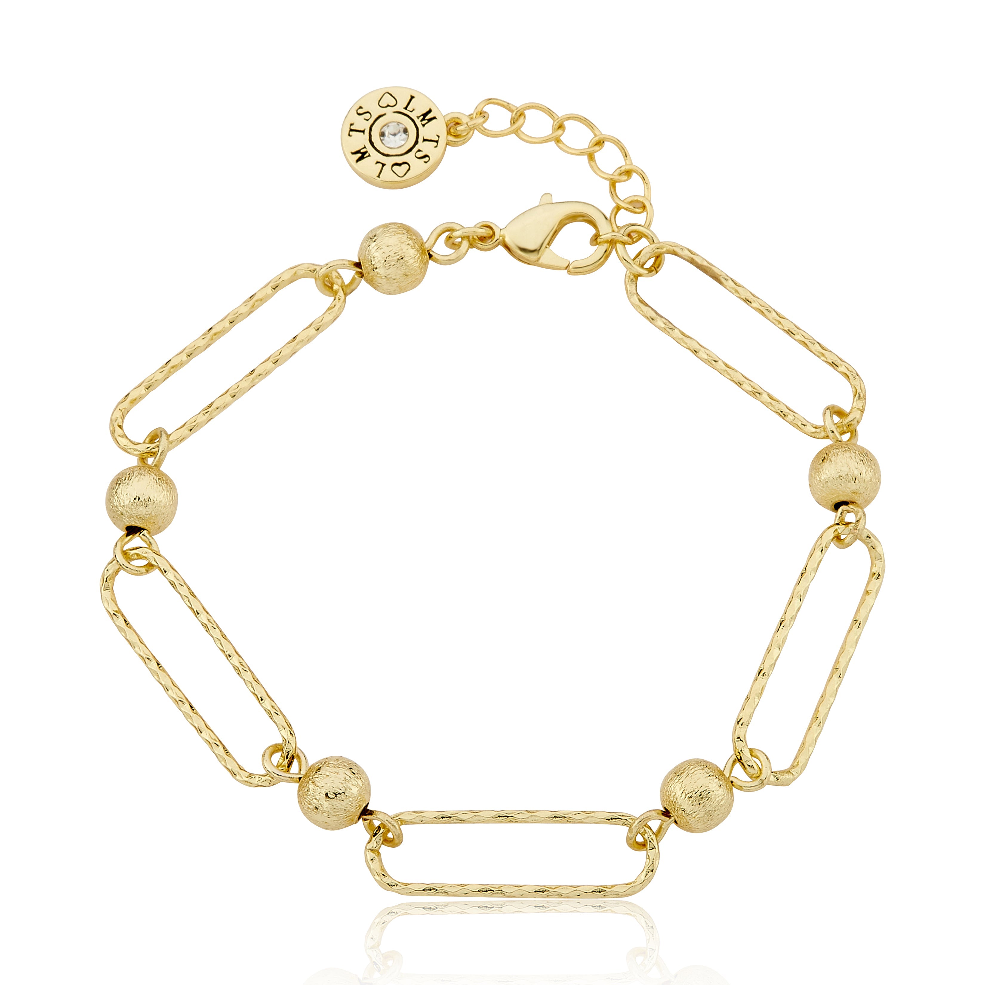 14K Gold Plated Links & Gold Balls Chain Bracelet