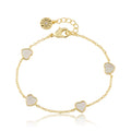 14K Gold Plated 7mm Heart Station Chain Bracelet
