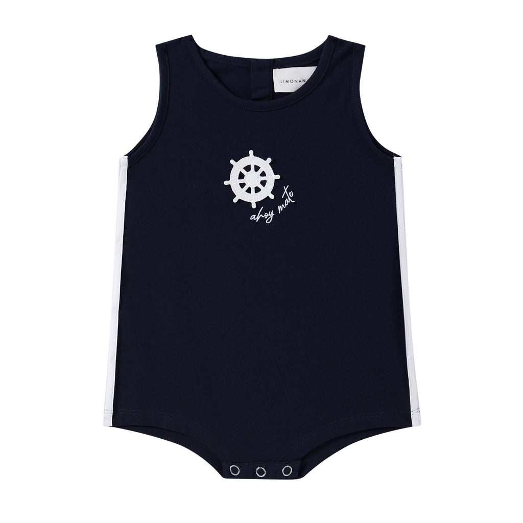 Coastal Navy Boys Romper