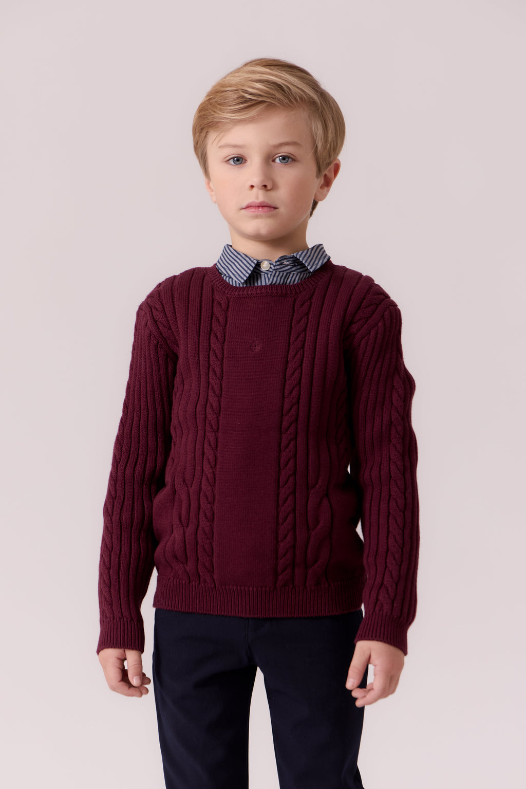 Sean Cable Knit Sweater - Cranberry