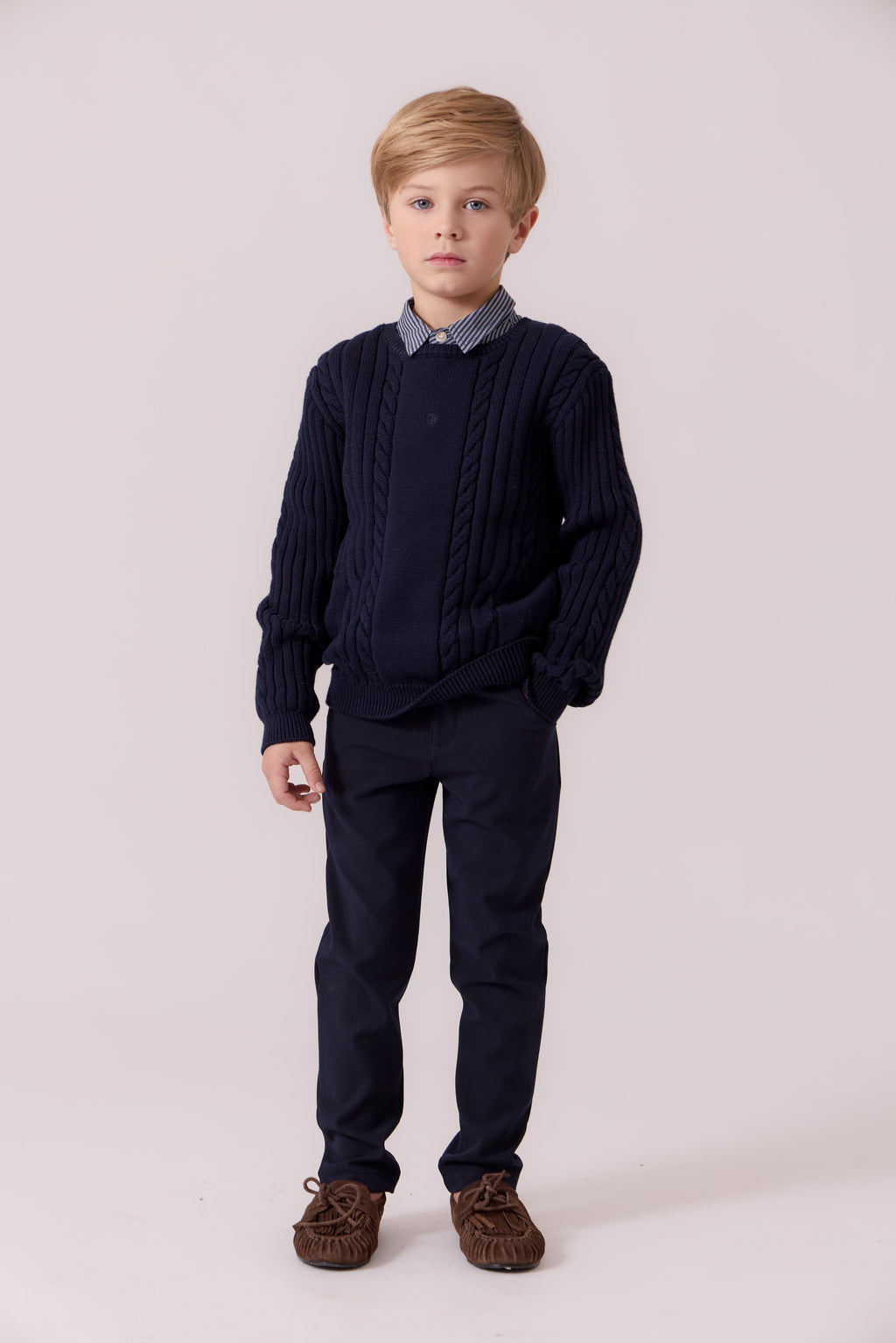 Sean Cable Knit Sweater - Navy