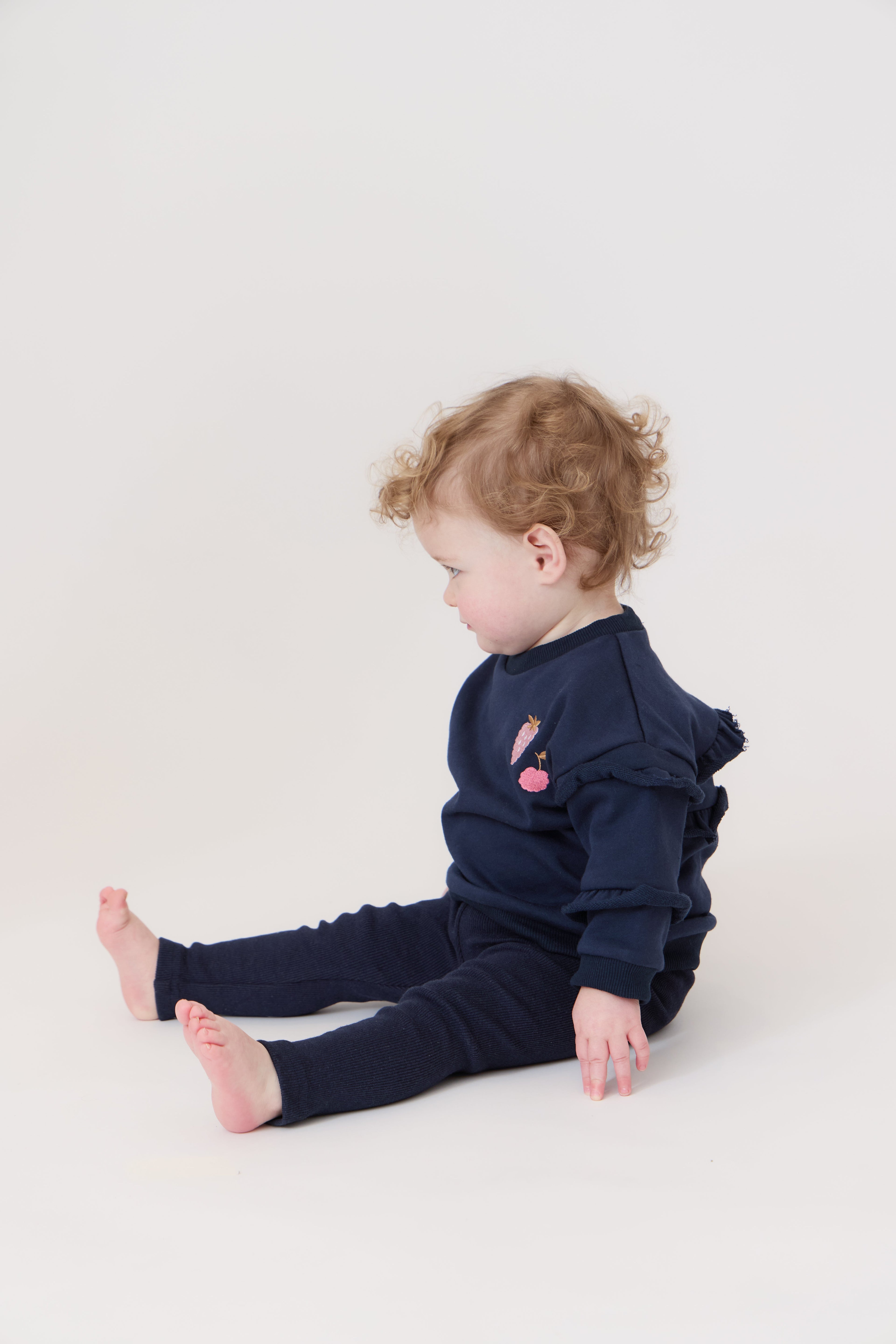 Nina Ruffled Set - Navy
