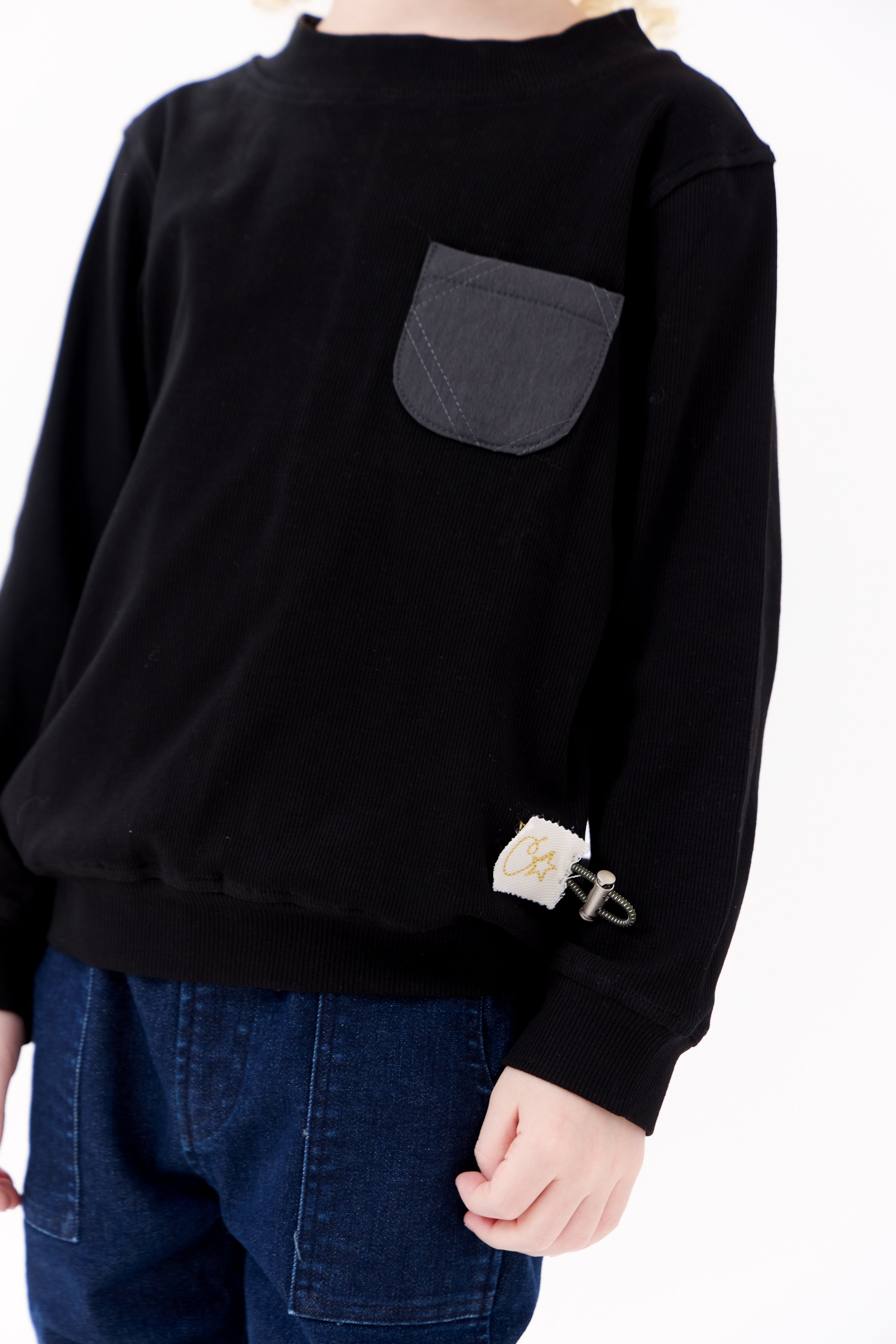 Teddi Ribbed Sweatshirt - Black