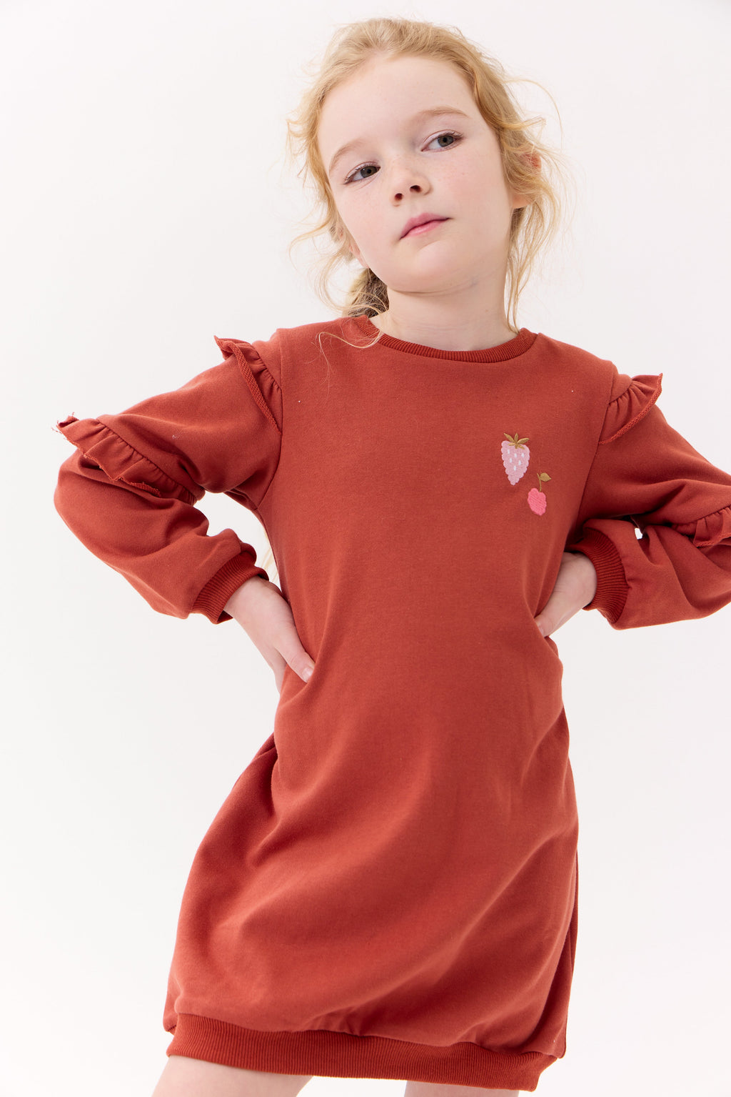 Nina Ruffled Dress - Terracotta