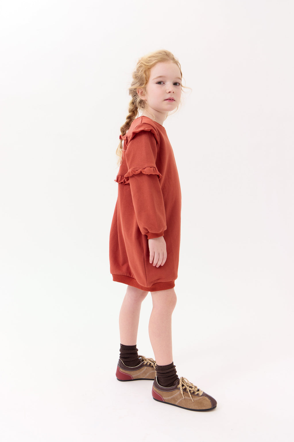 Nina Ruffled Dress - Terracotta