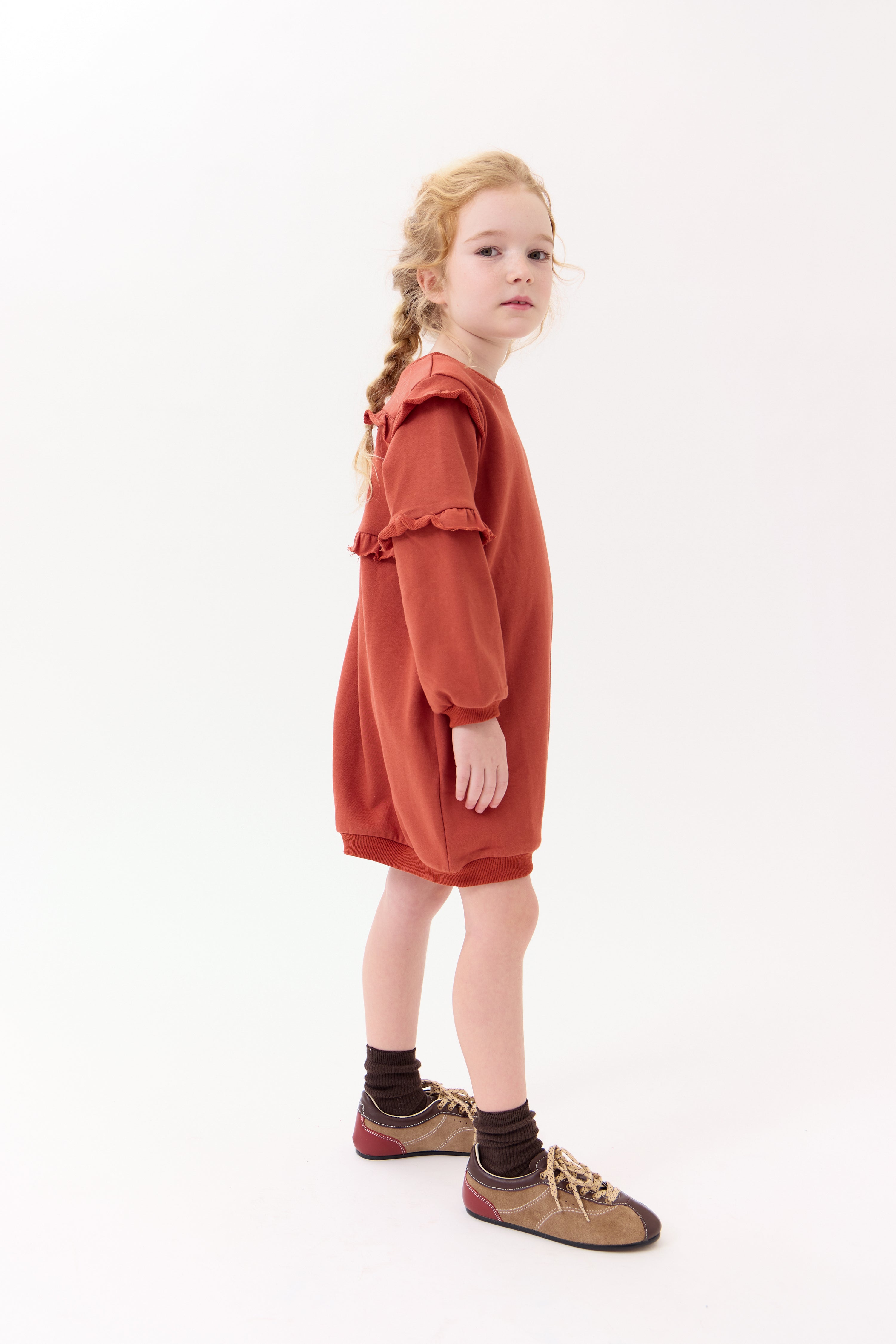 Nina Ruffled Dress - Terracotta