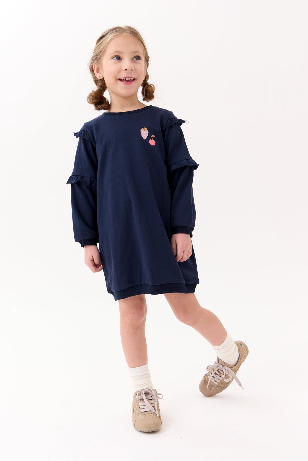 Nina Ruffled Dress - Navy