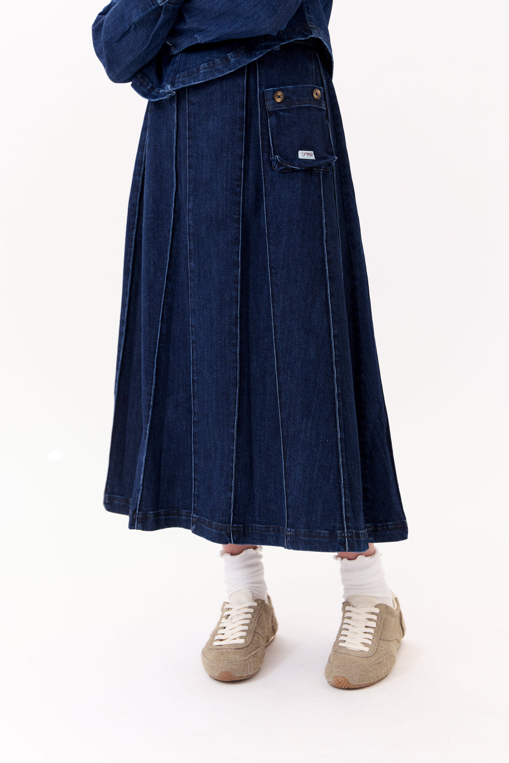 Sofi Pleated Maxi Skirt - Denim