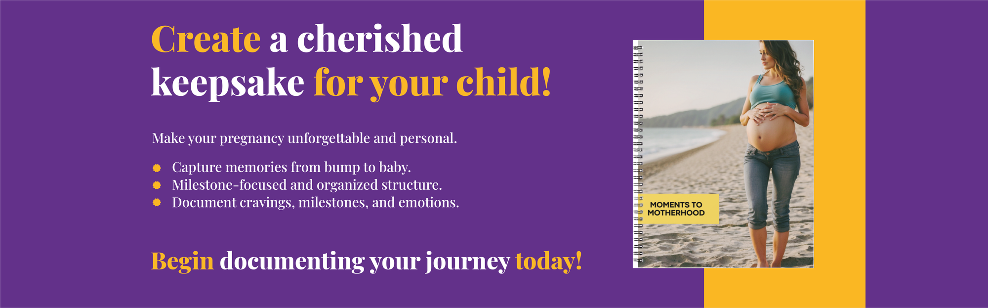 Banner showcasing customer needs for the Comprehensive Pregnancy Journal from KiddoLux, emphasizing its role in supporting expecting mothers with guided prompts and resources for tracking their pregnancy journey and emotional well-being.