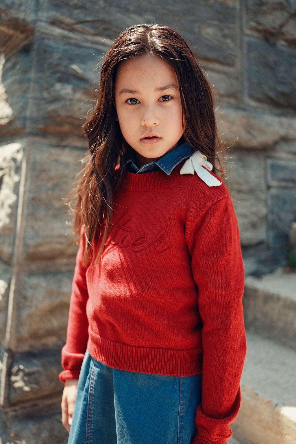 Cottier Chunky Knit Top - Crimson