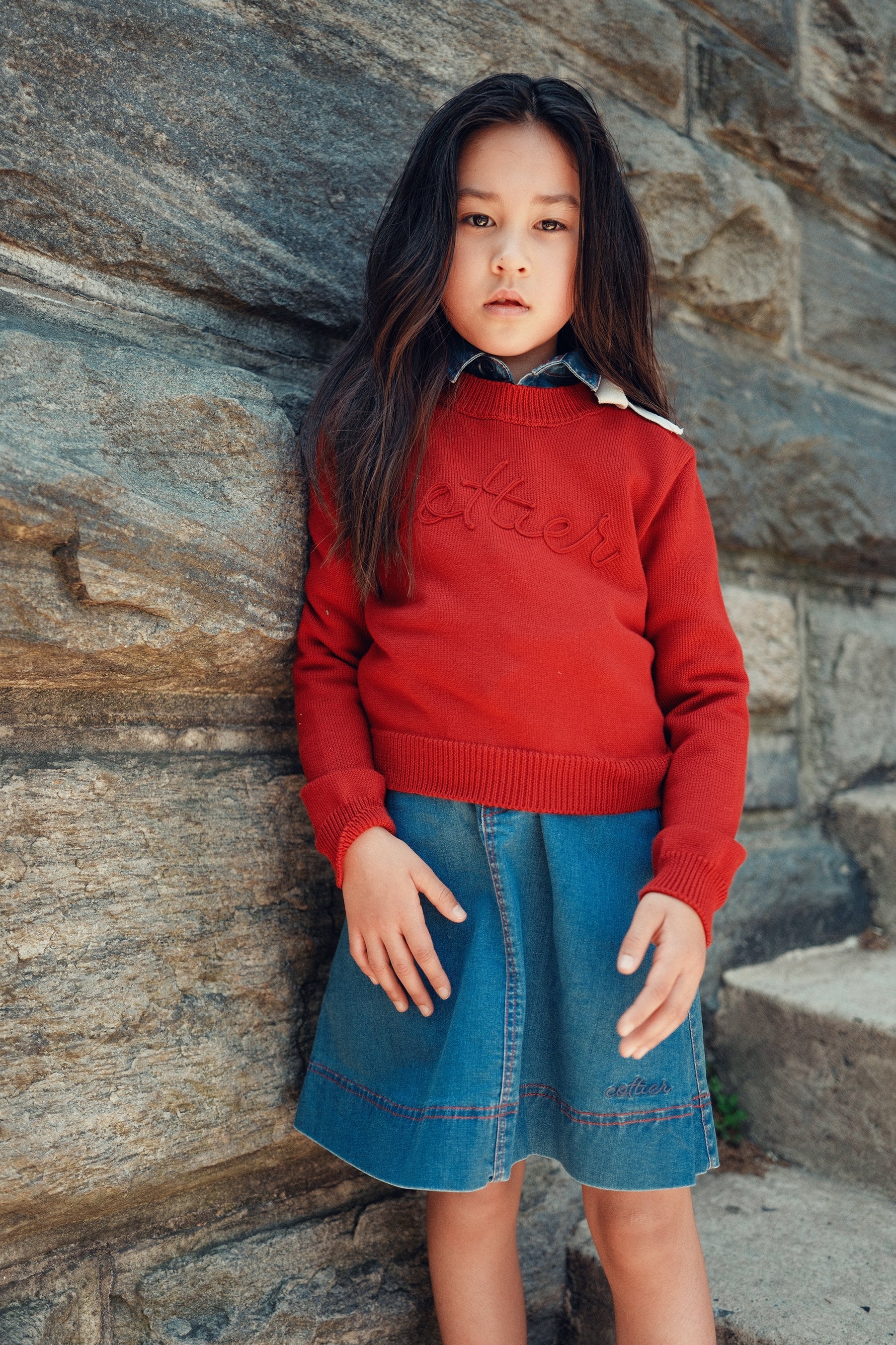 Cottier Chunky Knit Top - Crimson