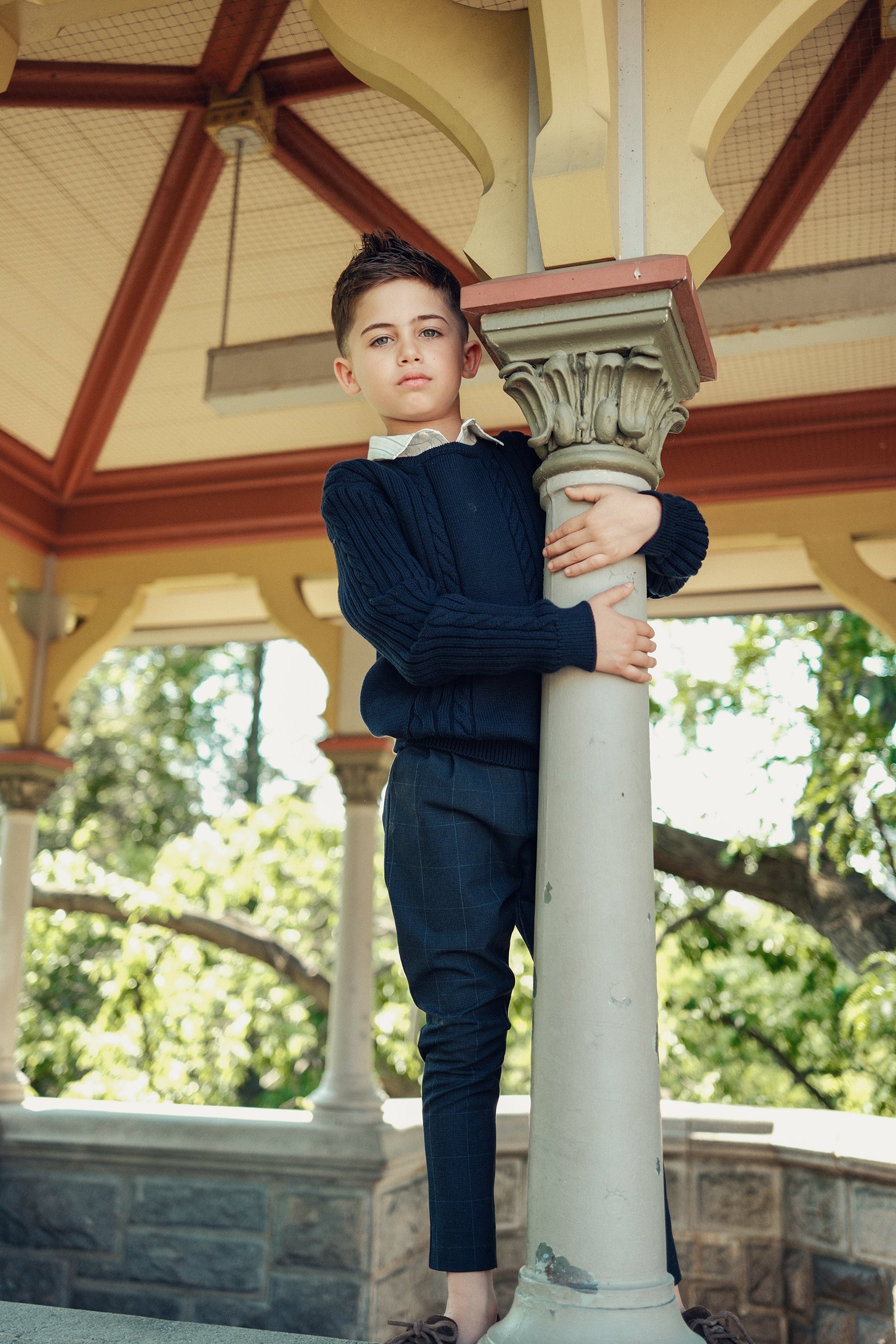 Elliot Tartan Slim Stretch Pants - Navy