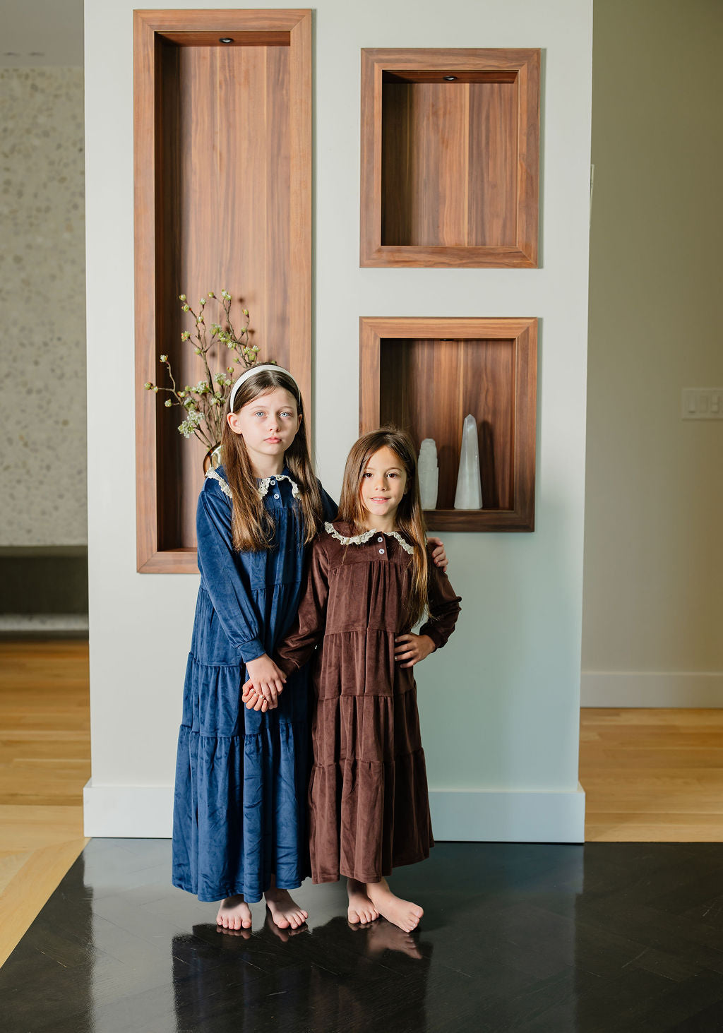 Velour Maxi Robe- Navy