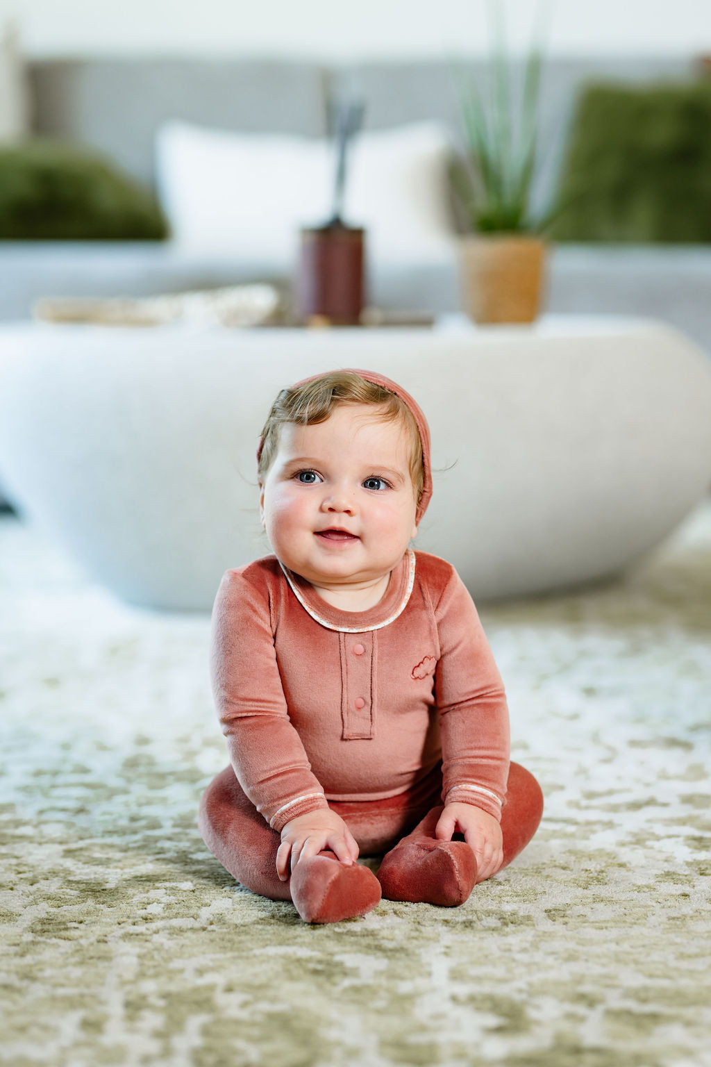 Velour Grandpa Footie-Pink