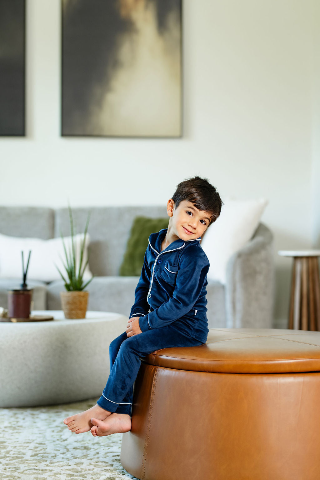 Velour Grandpa PJ-Navy