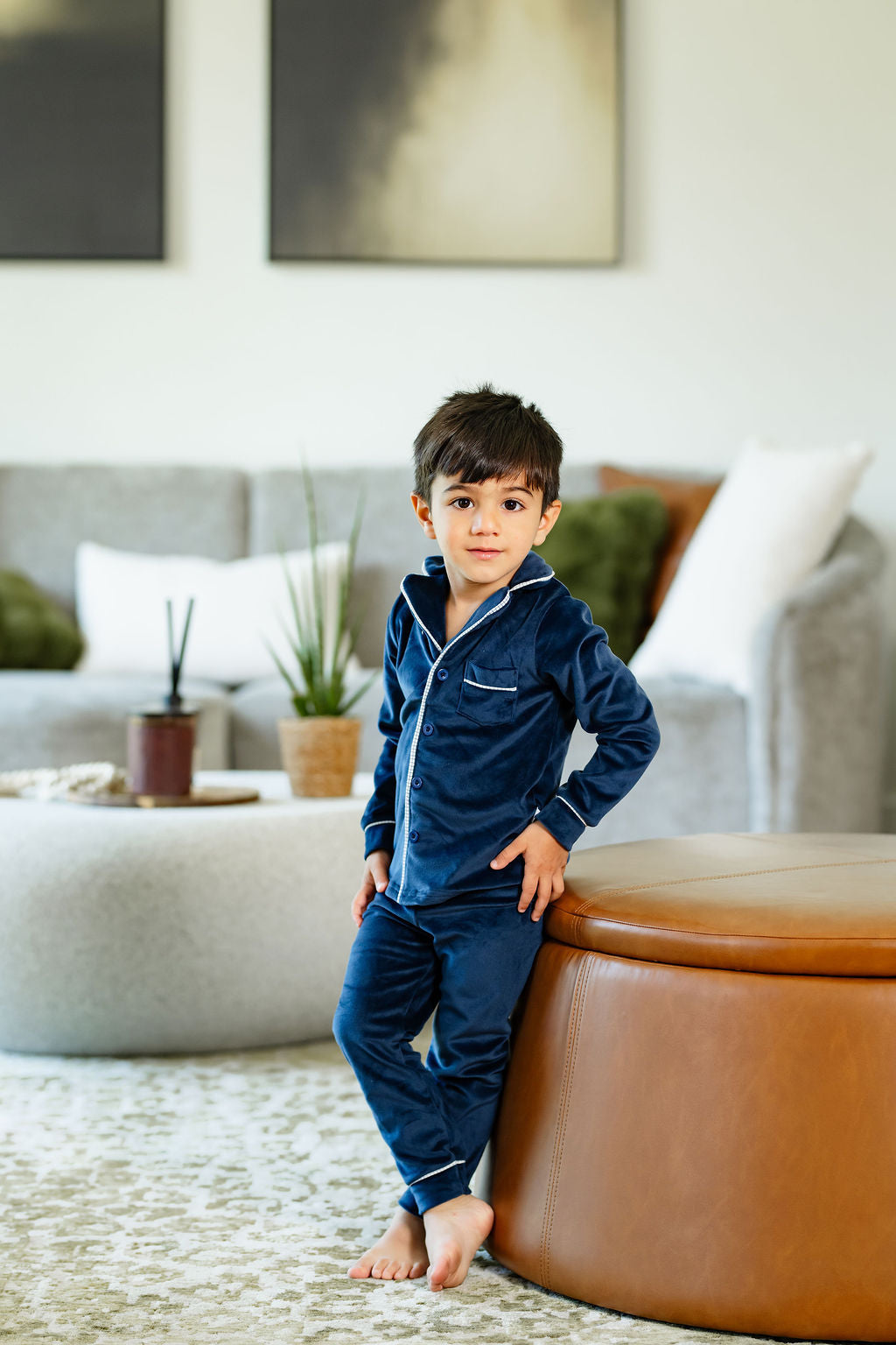 Velour Grandpa PJ-Navy
