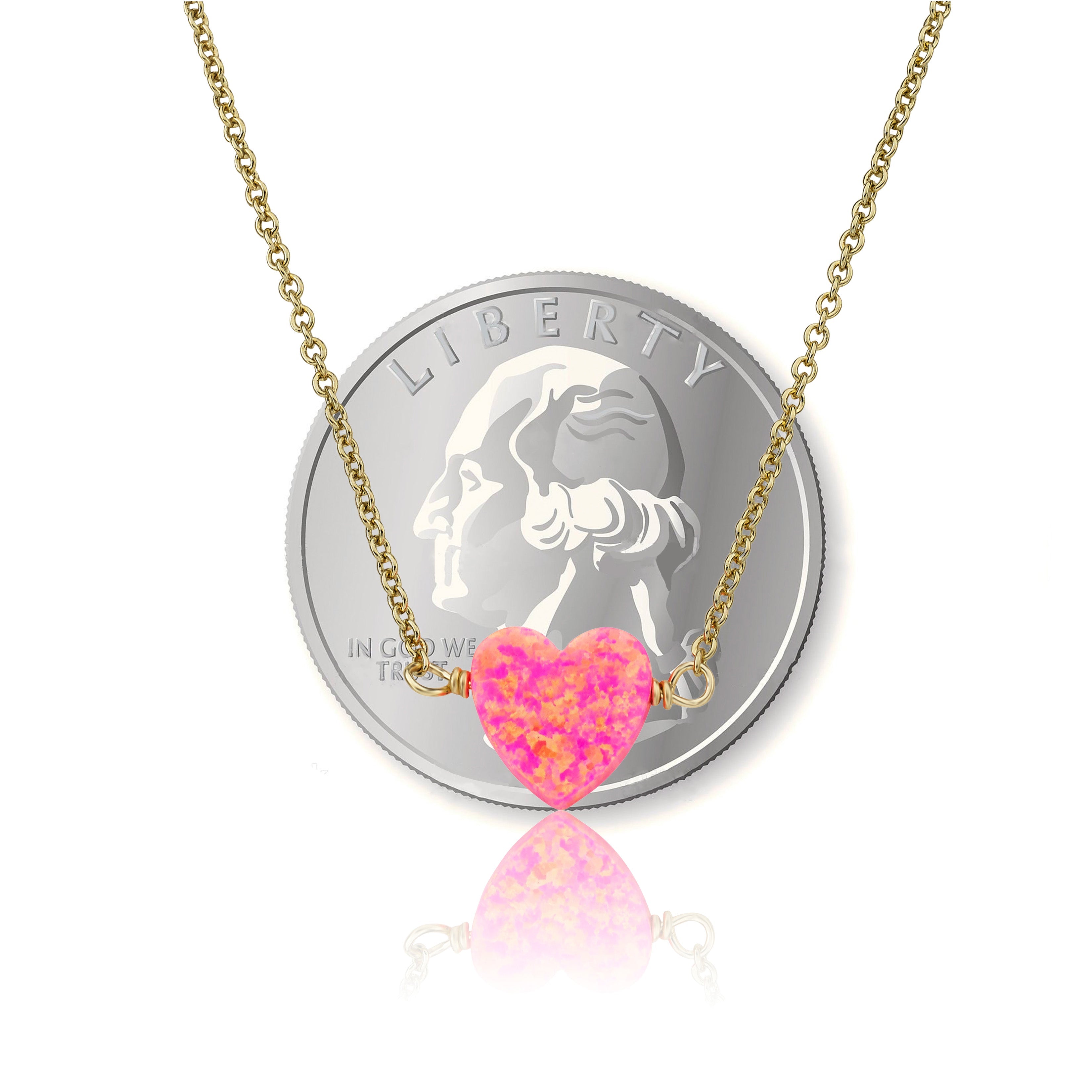Glitter Girl Opal Heart Necklace