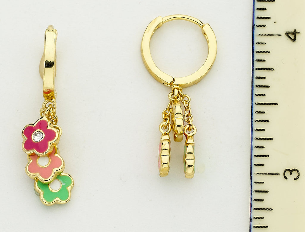 Enamel Flower Cluster Earring