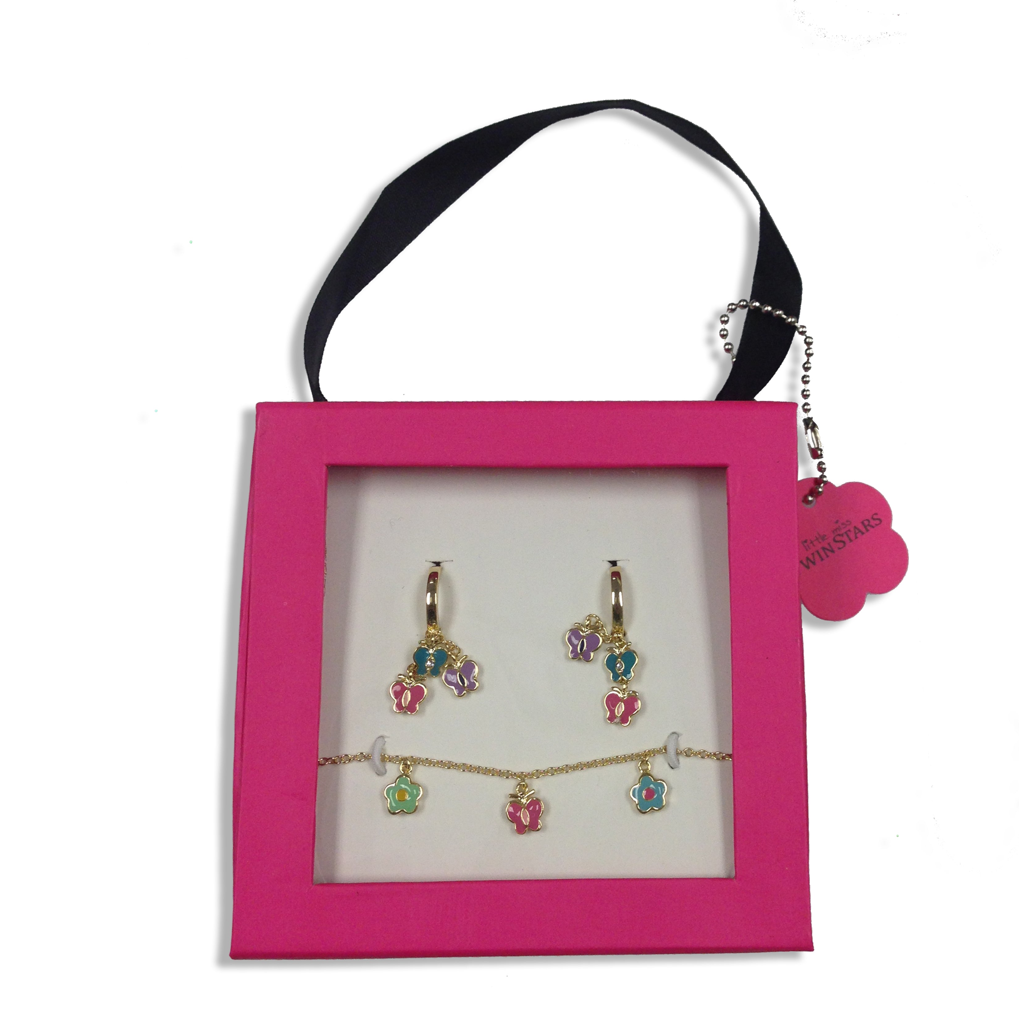 Enamel Butterfly & Flower Charm Bracelet