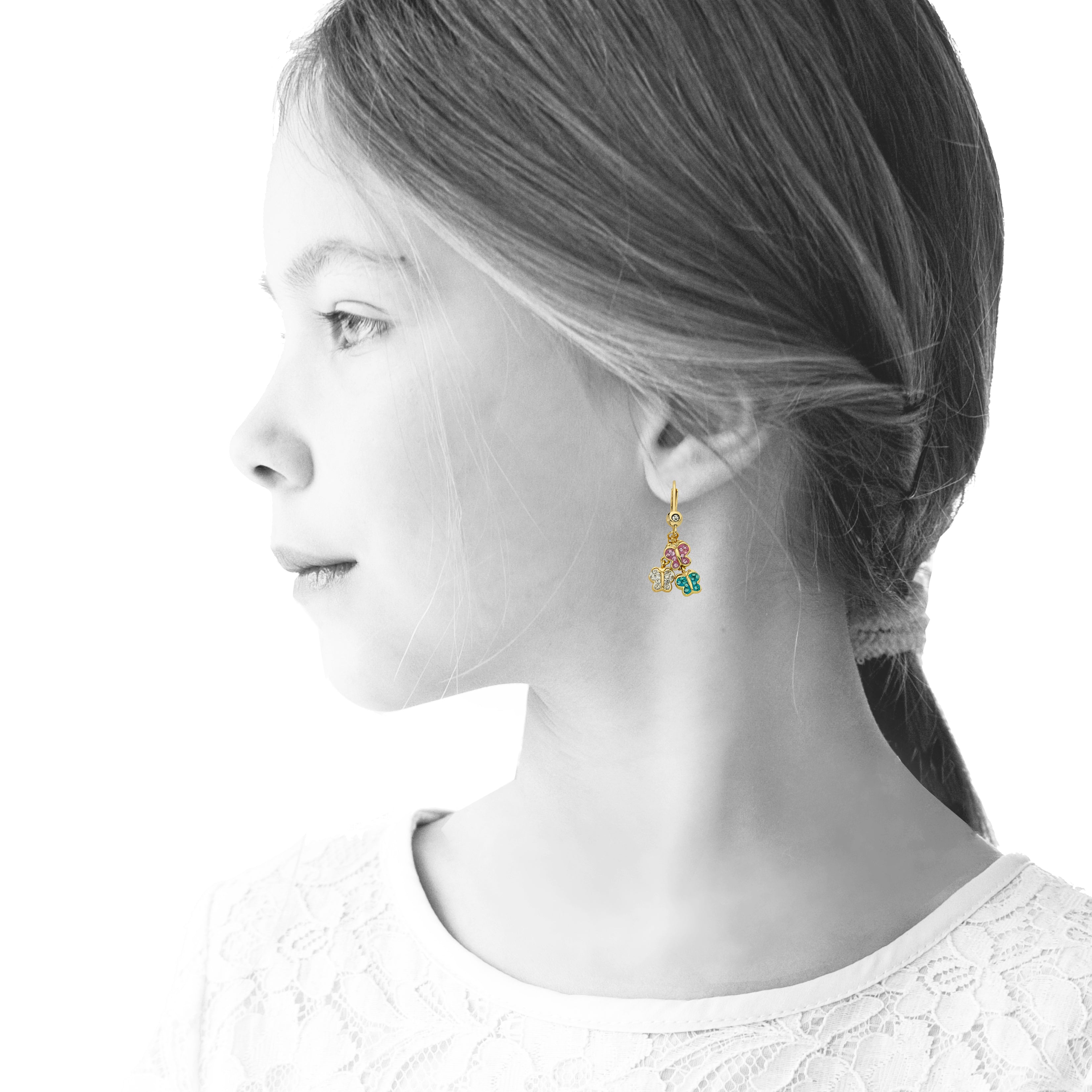 Crystal Butterfly Cluster Dangle Earring