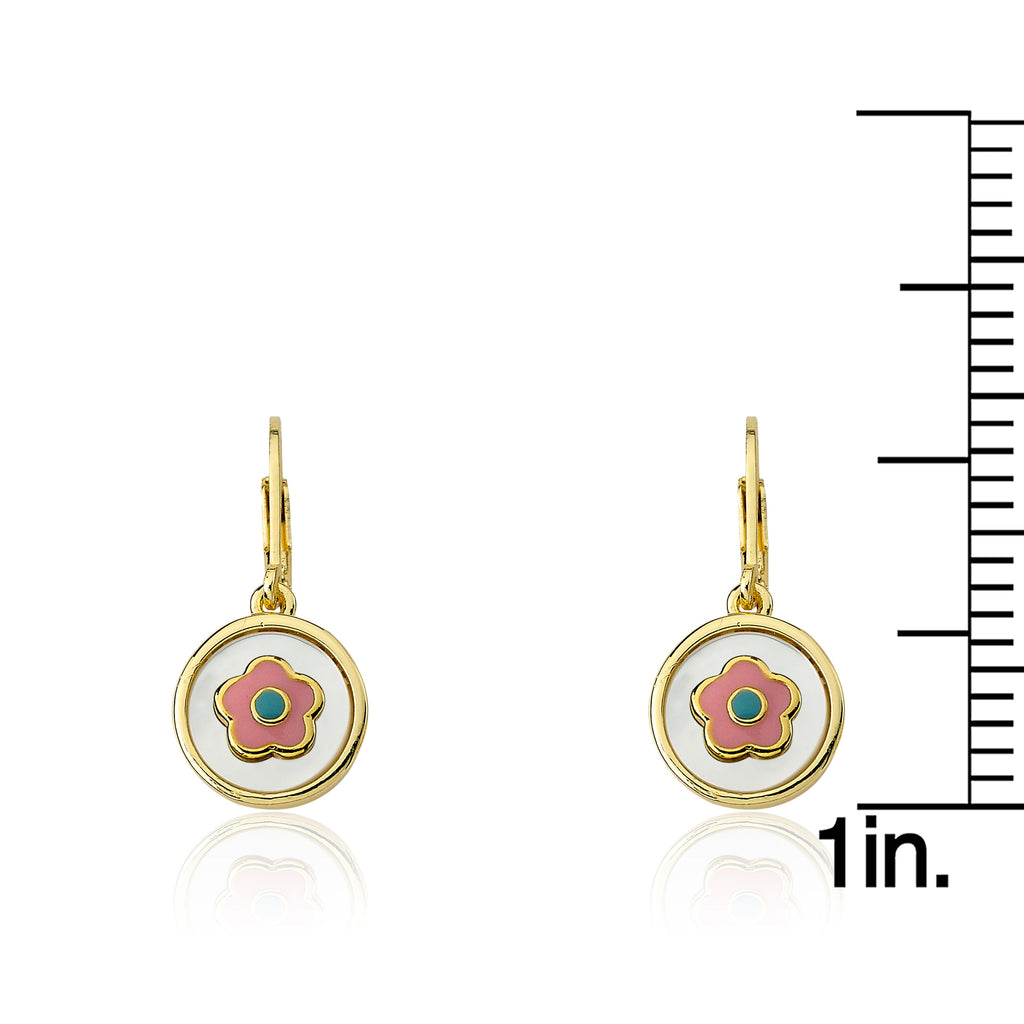 Mother Of Pearl Coin Flower Dangle Earring