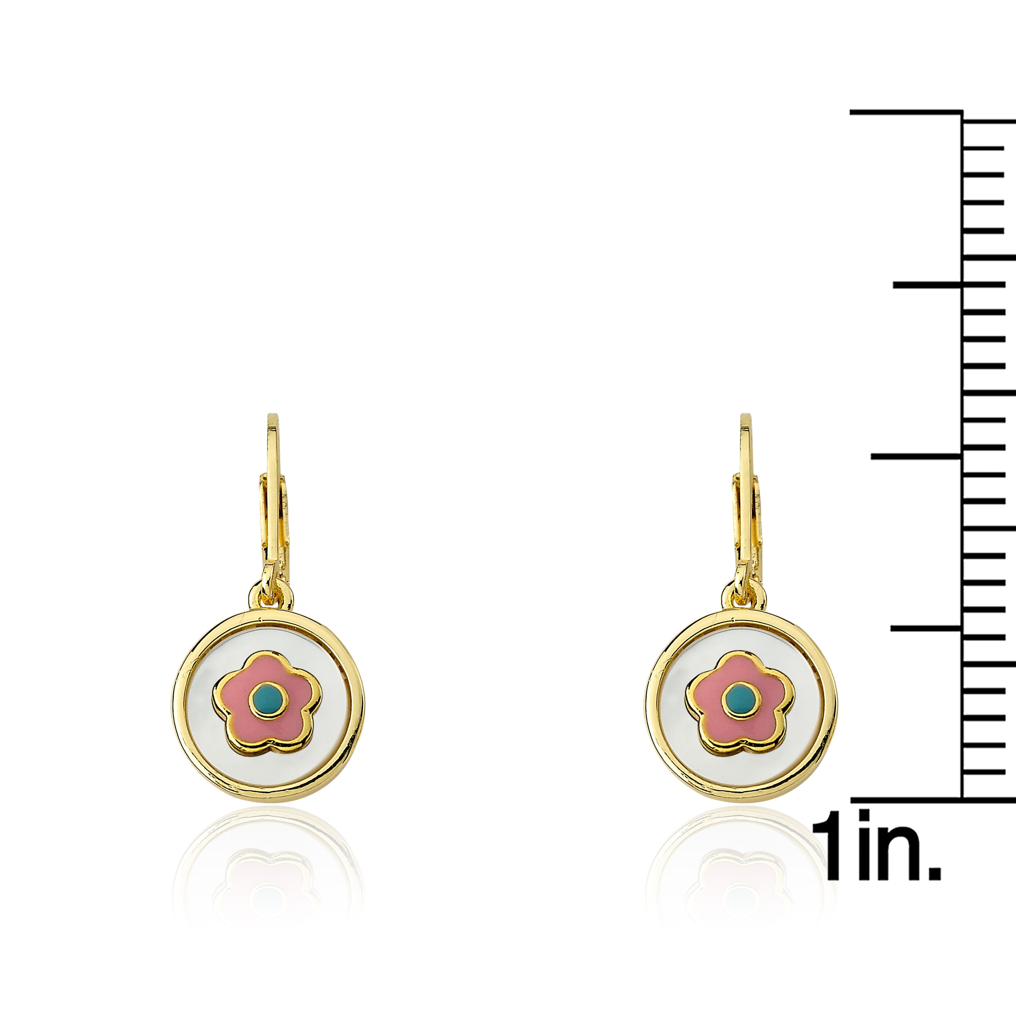 Mother Of Pearl Coin Flower Dangle Earring