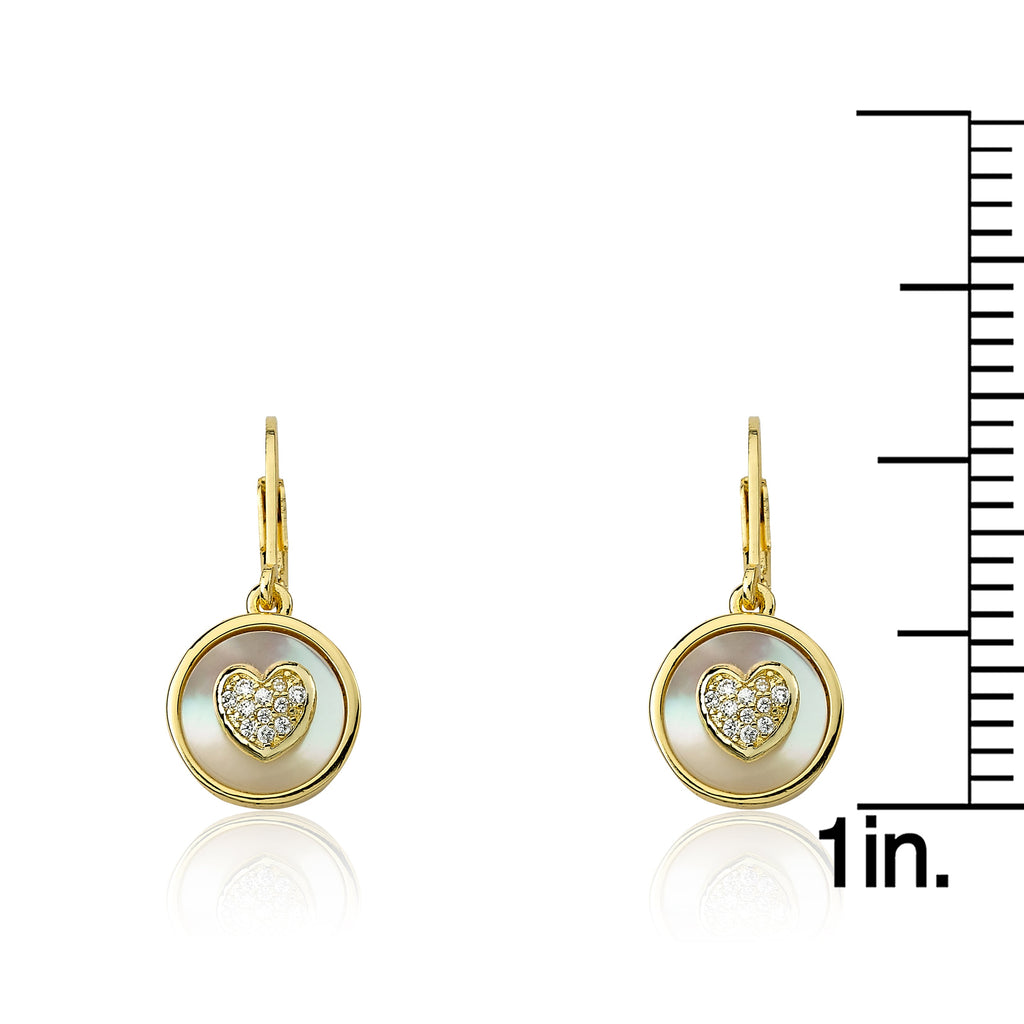 Cz Heart Coin Dangle Earring