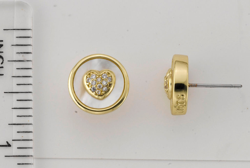 Pearl Cz Heart Earring