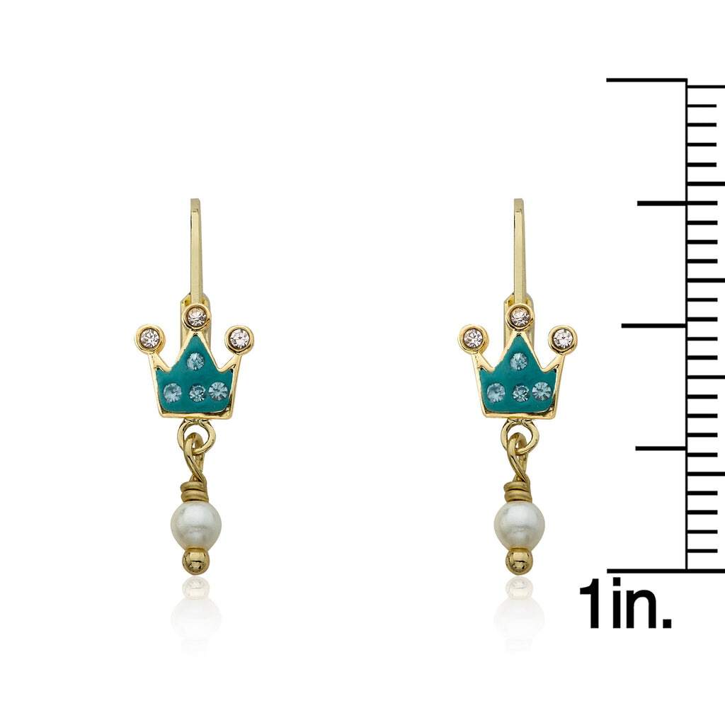 Crystal Crown & Pearl Dangle Earring