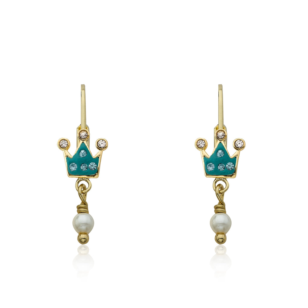 Crystal Crown & Pearl Dangle Earring