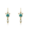 Crystal Crown & Pearl Dangle Earring