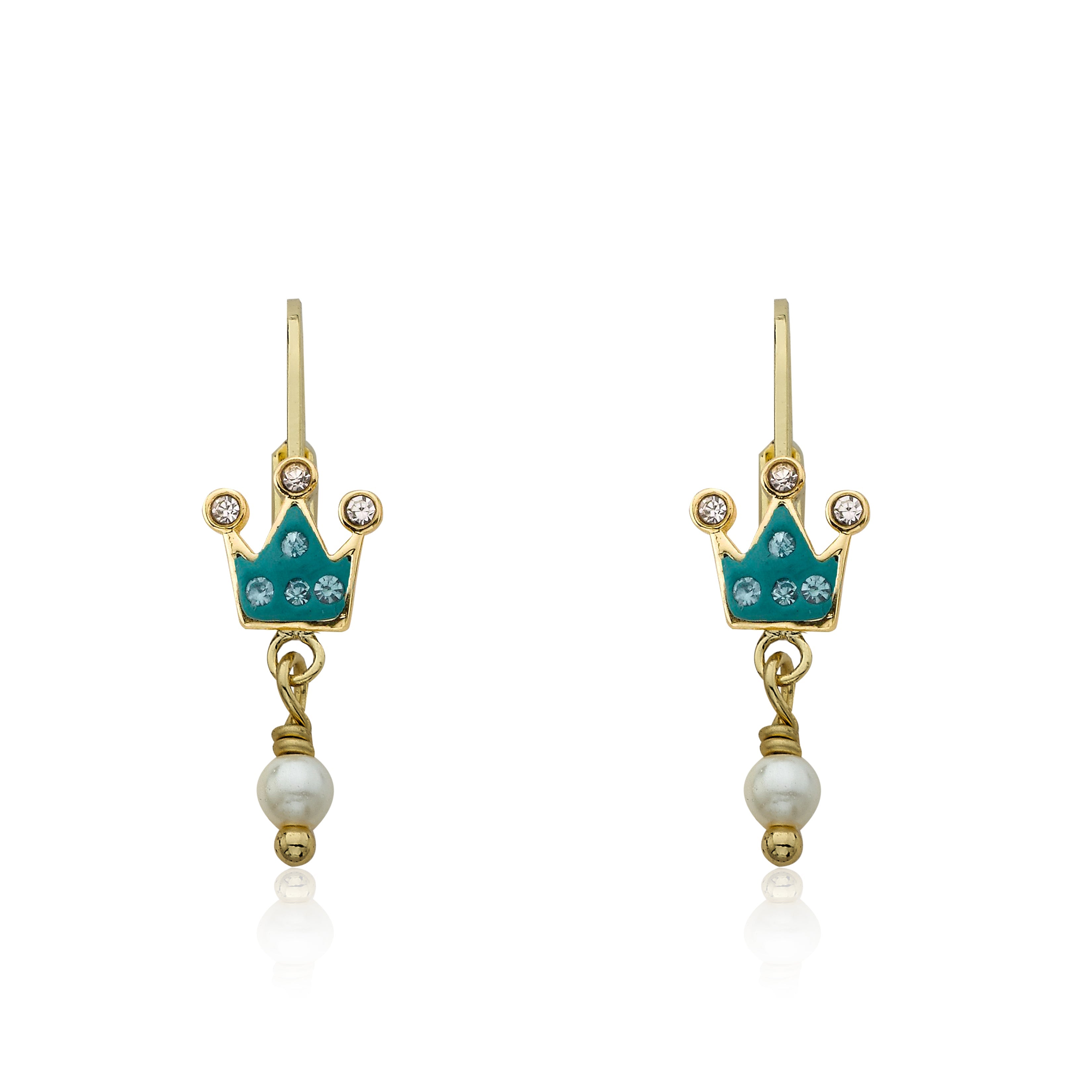 Crystal Crown & Pearl Dangle Earring