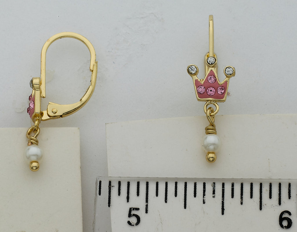 Crystal Crown & Pearl Dangle Earring