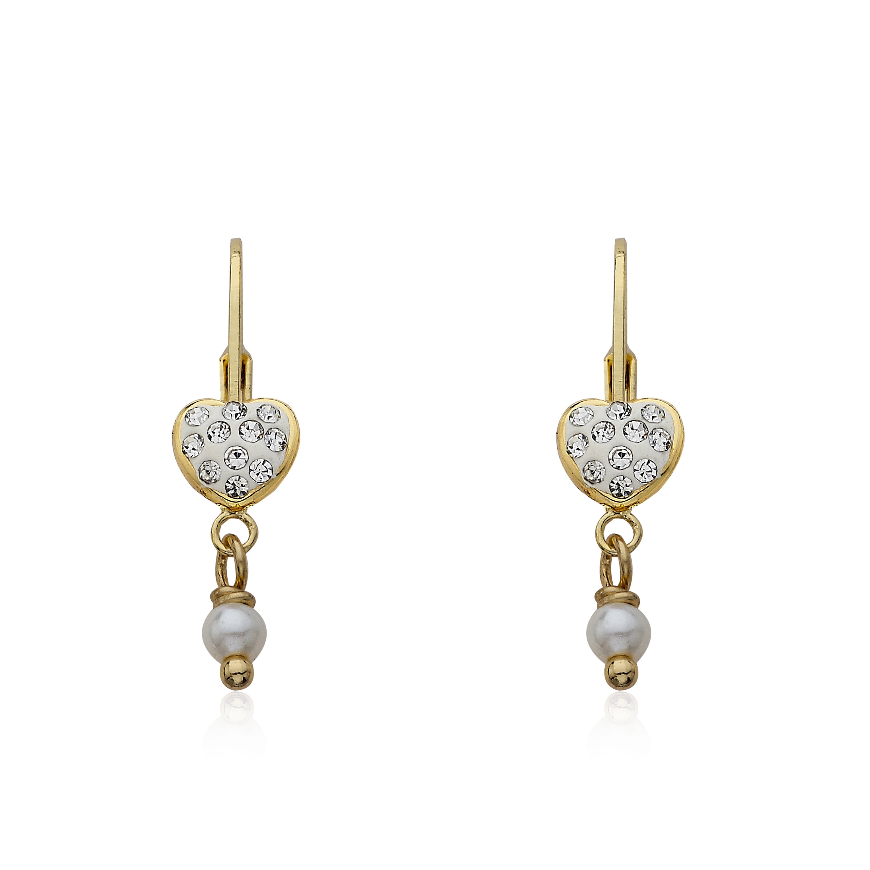 Crystal Heart & Pearl Dangle Earring