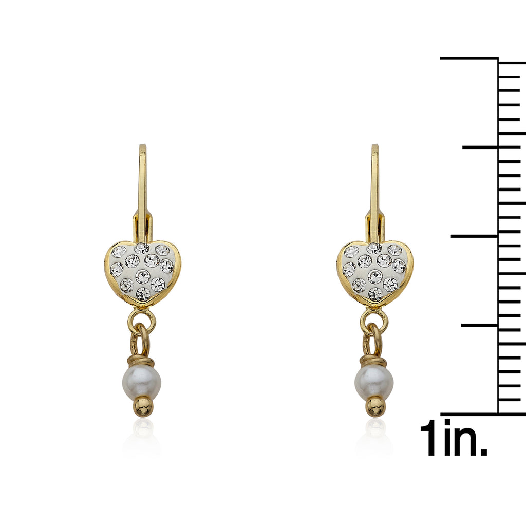 Crystal Heart & Pearl Dangle Earring