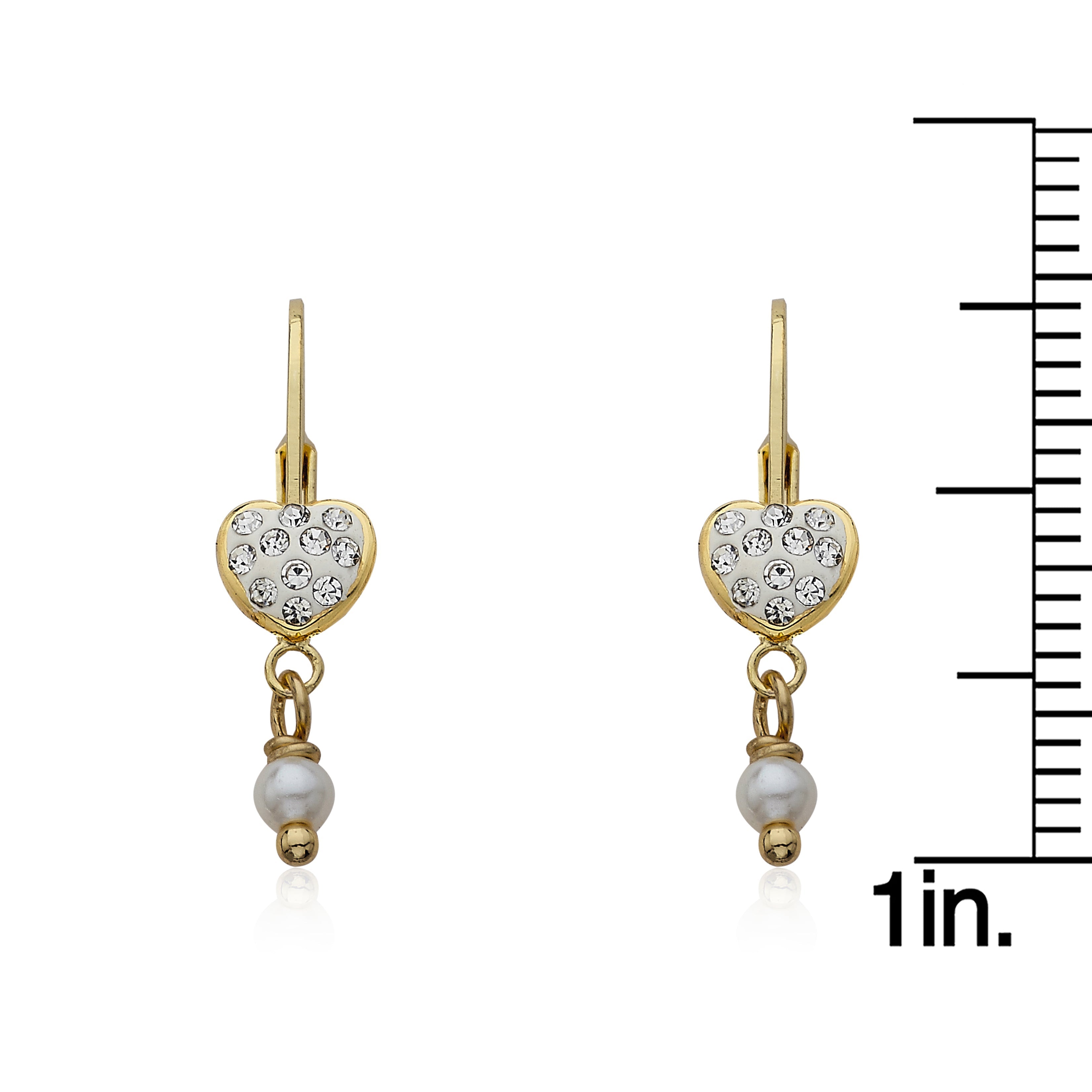 Crystal Heart & Pearl Dangle Earring