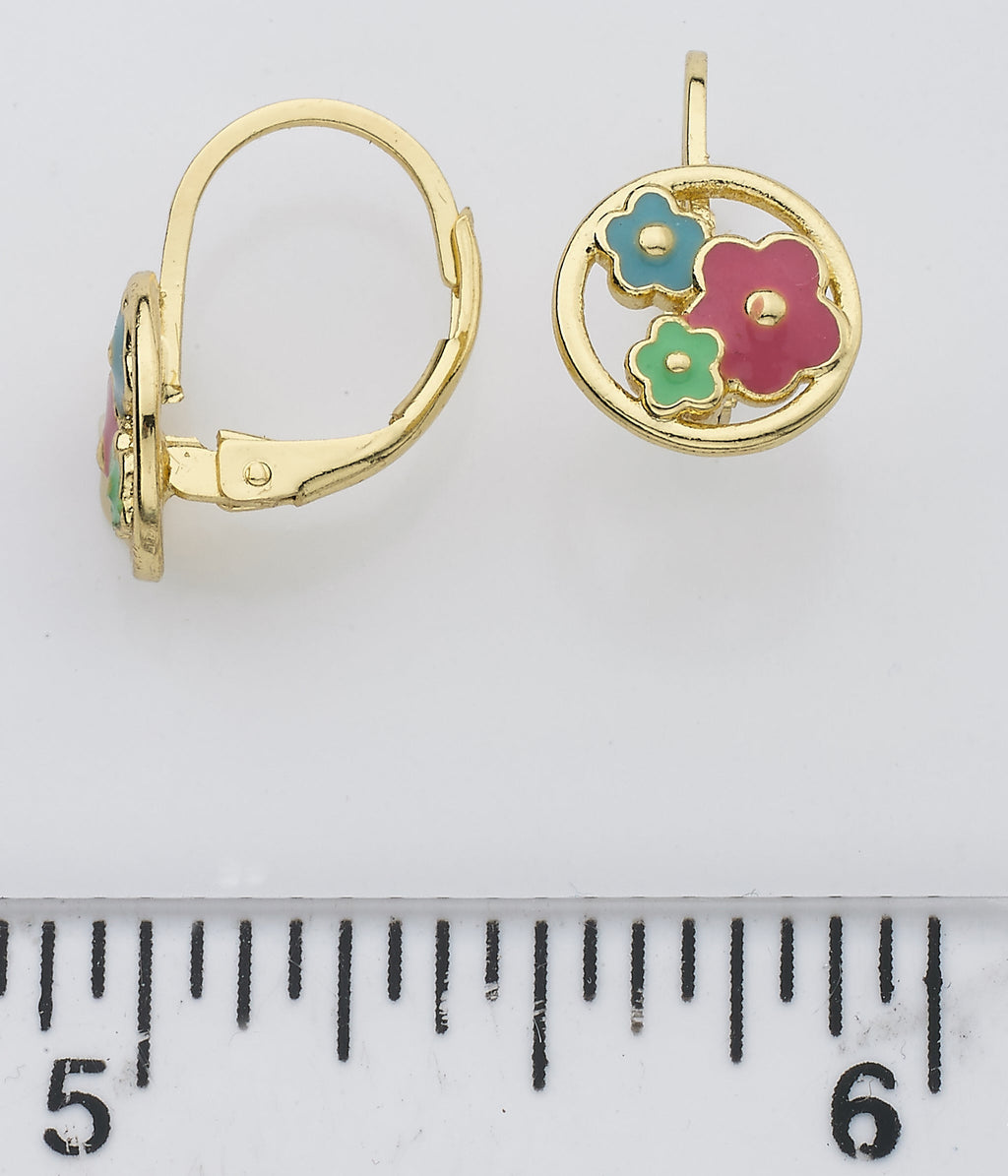Enamel Flower Circle Earring