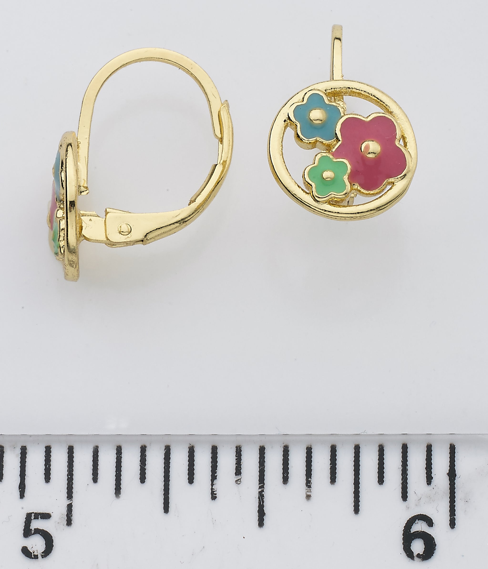 Enamel Flower Circle Earring