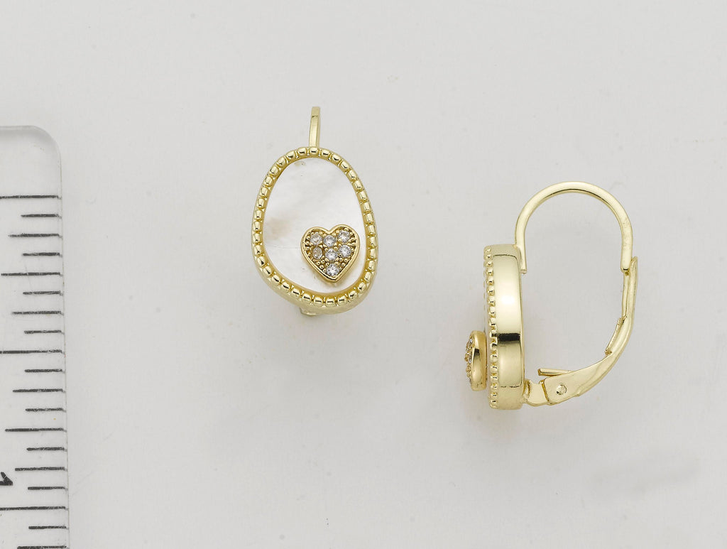Mother Of Pearl Cz Heart Earring