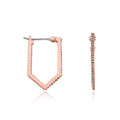 Retro 14 Kt. Plated CZ Hexagon Hoop Earring