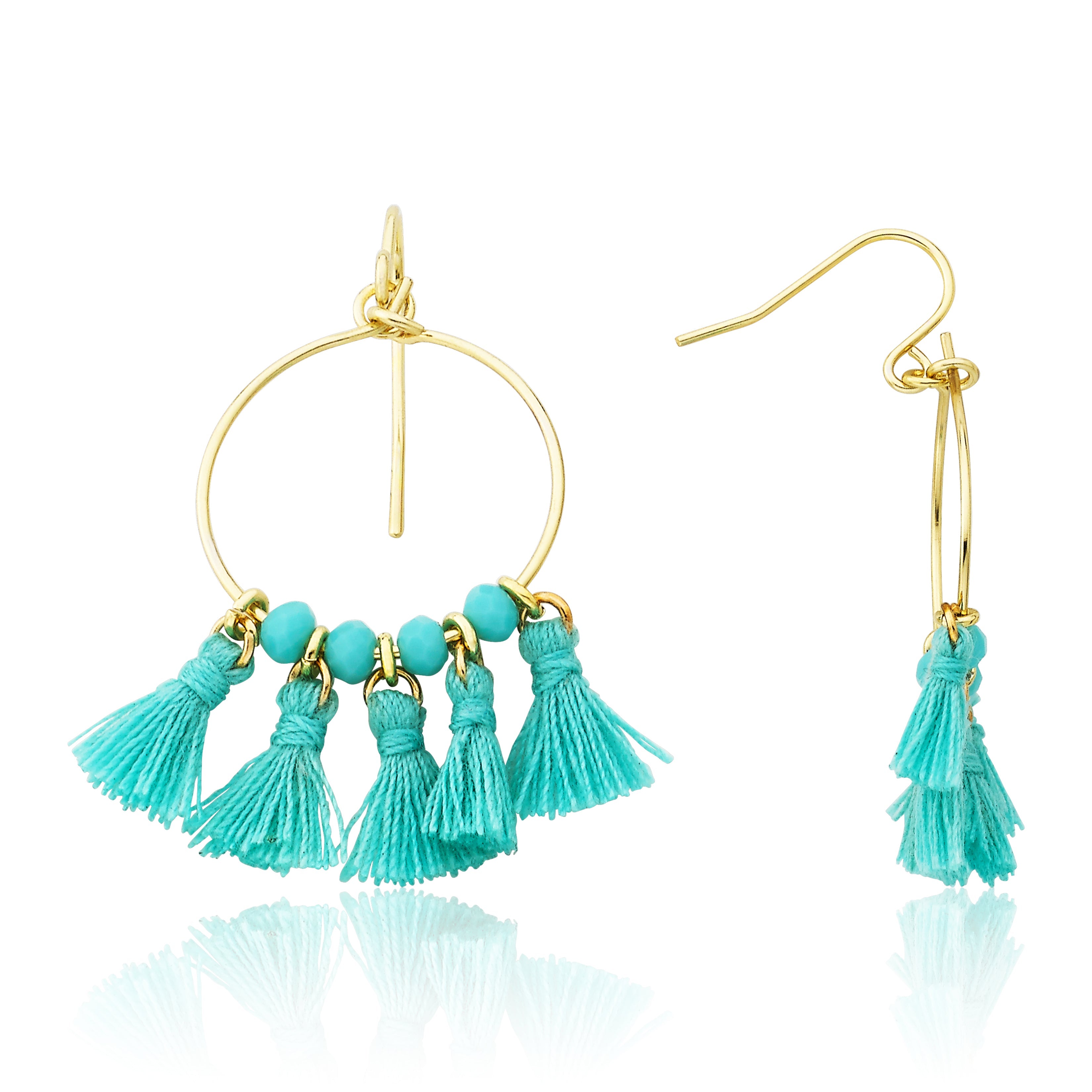 Mileez Bead & Tassel Hoop Fishhook Earring