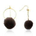 Mileez Fur Pom Pom Hoop Fishhook Earring