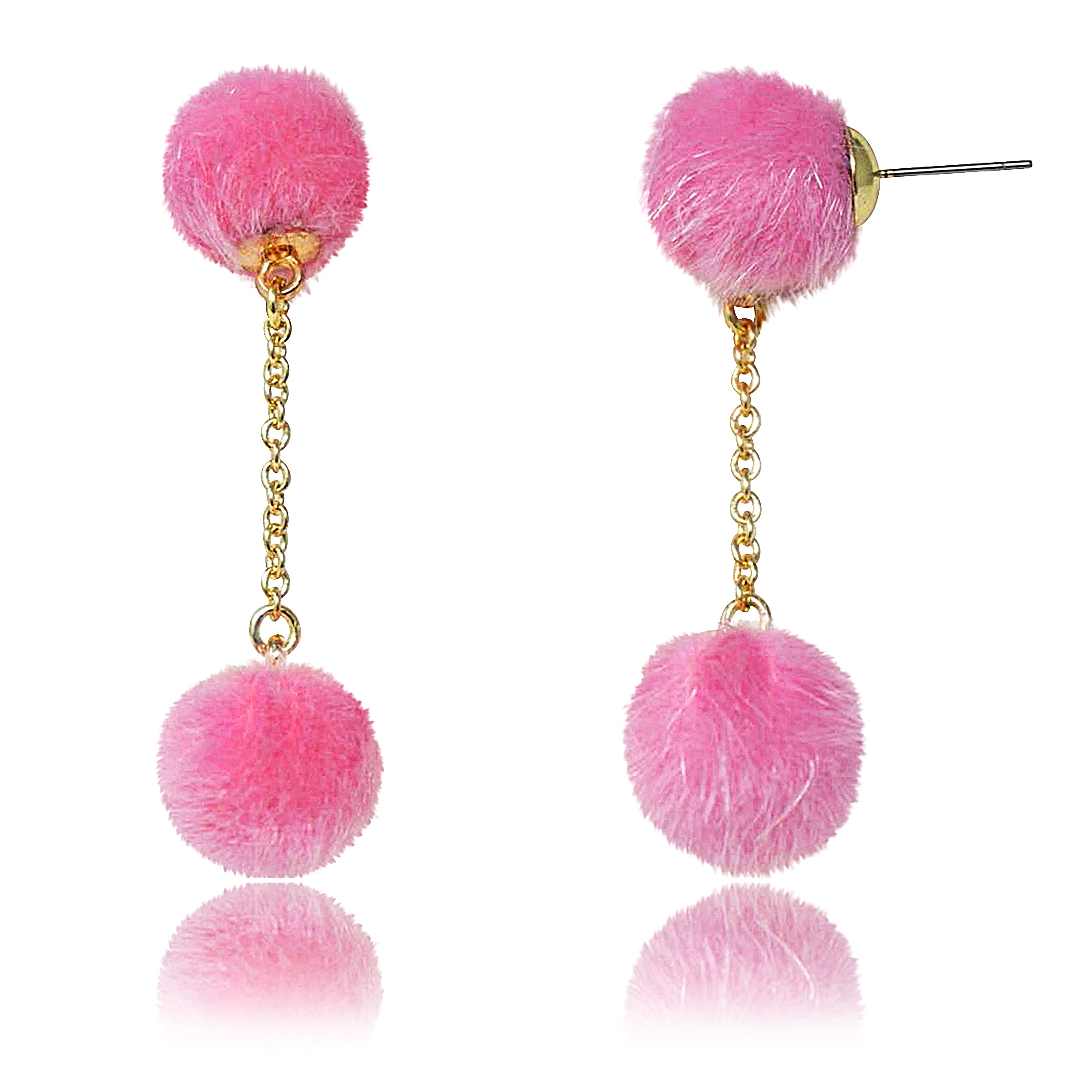 Mileez Double Pom Pom Dangle Earring