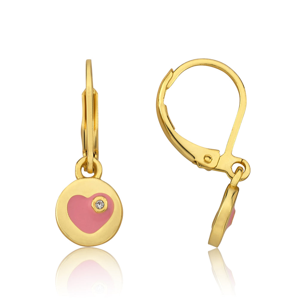 Enamel Heart Crystal Speck Earring