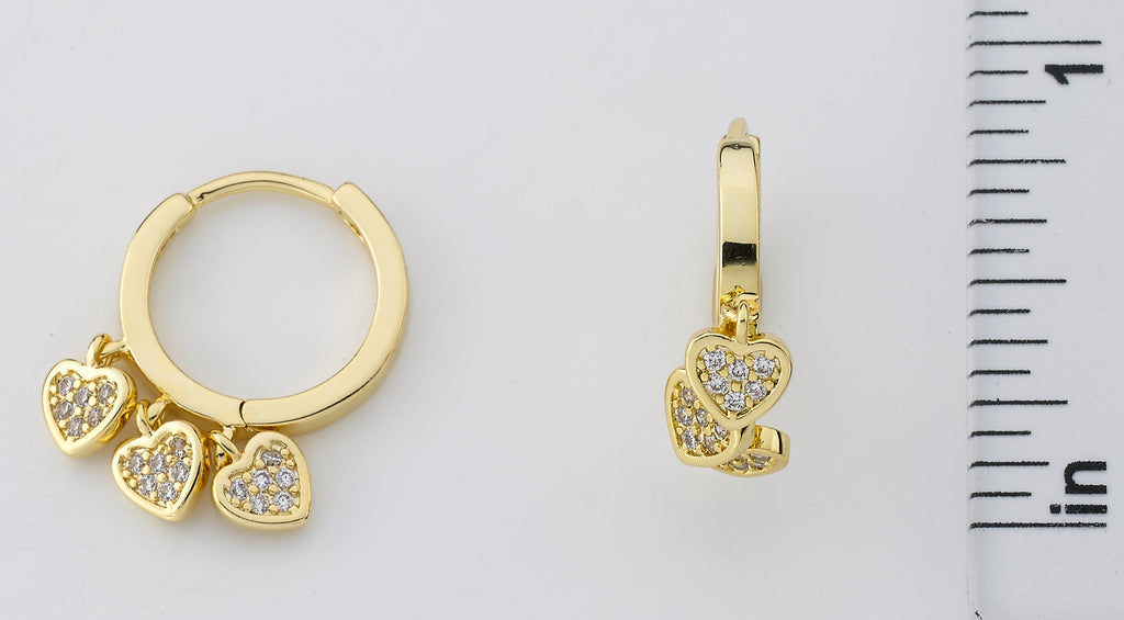CZ Hearts Huggy Earring