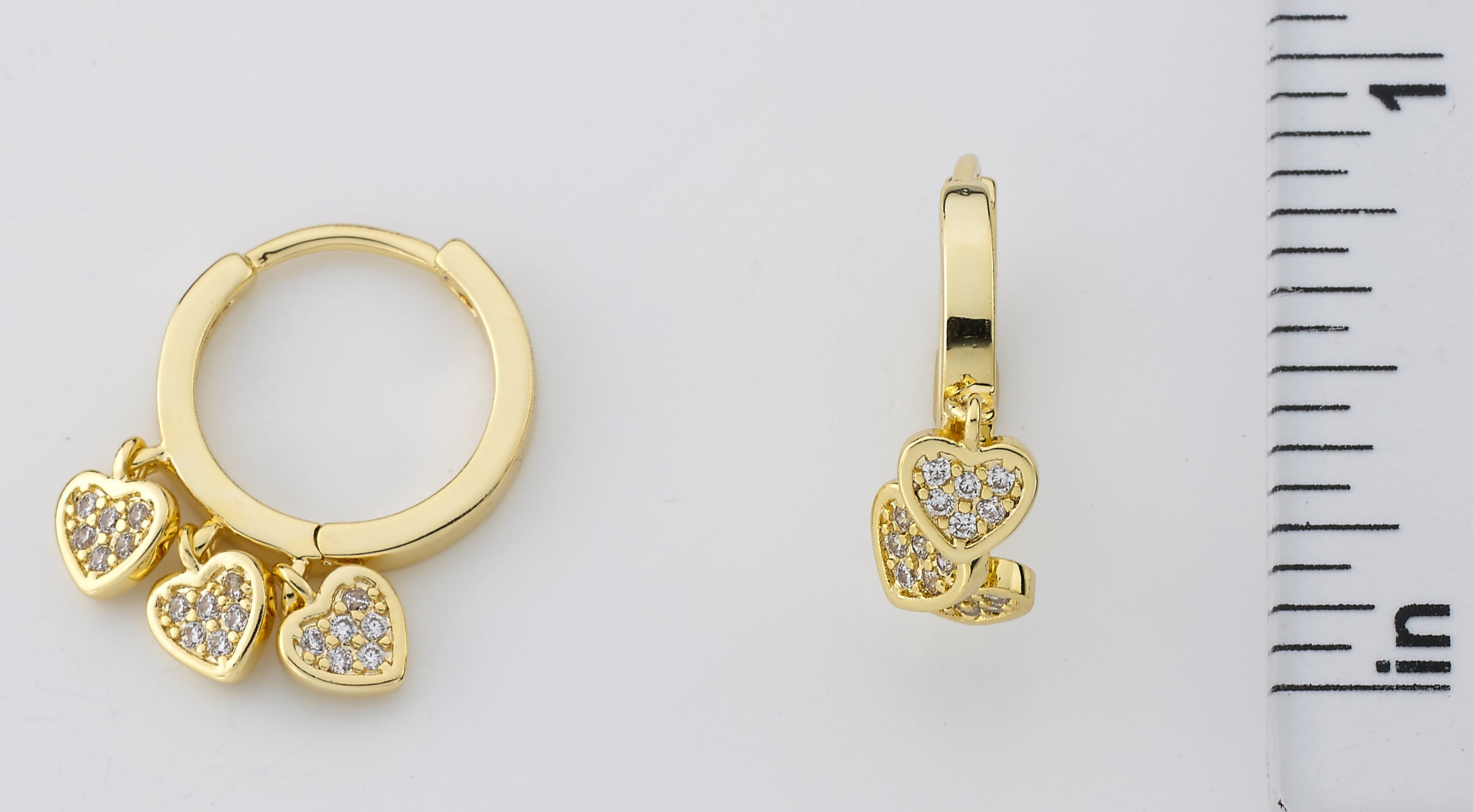CZ Hearts Huggy Earring