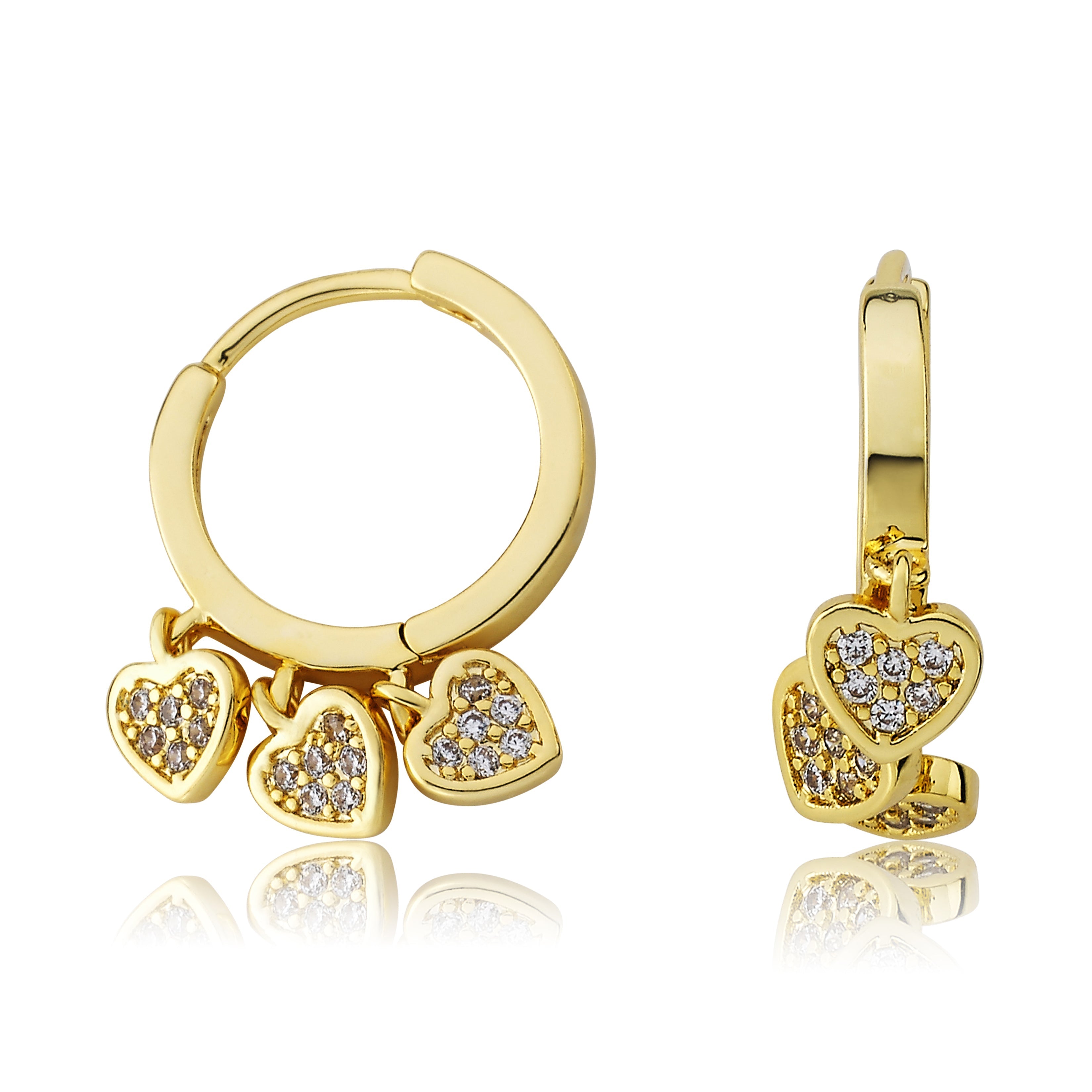 CZ Hearts Huggy Earring