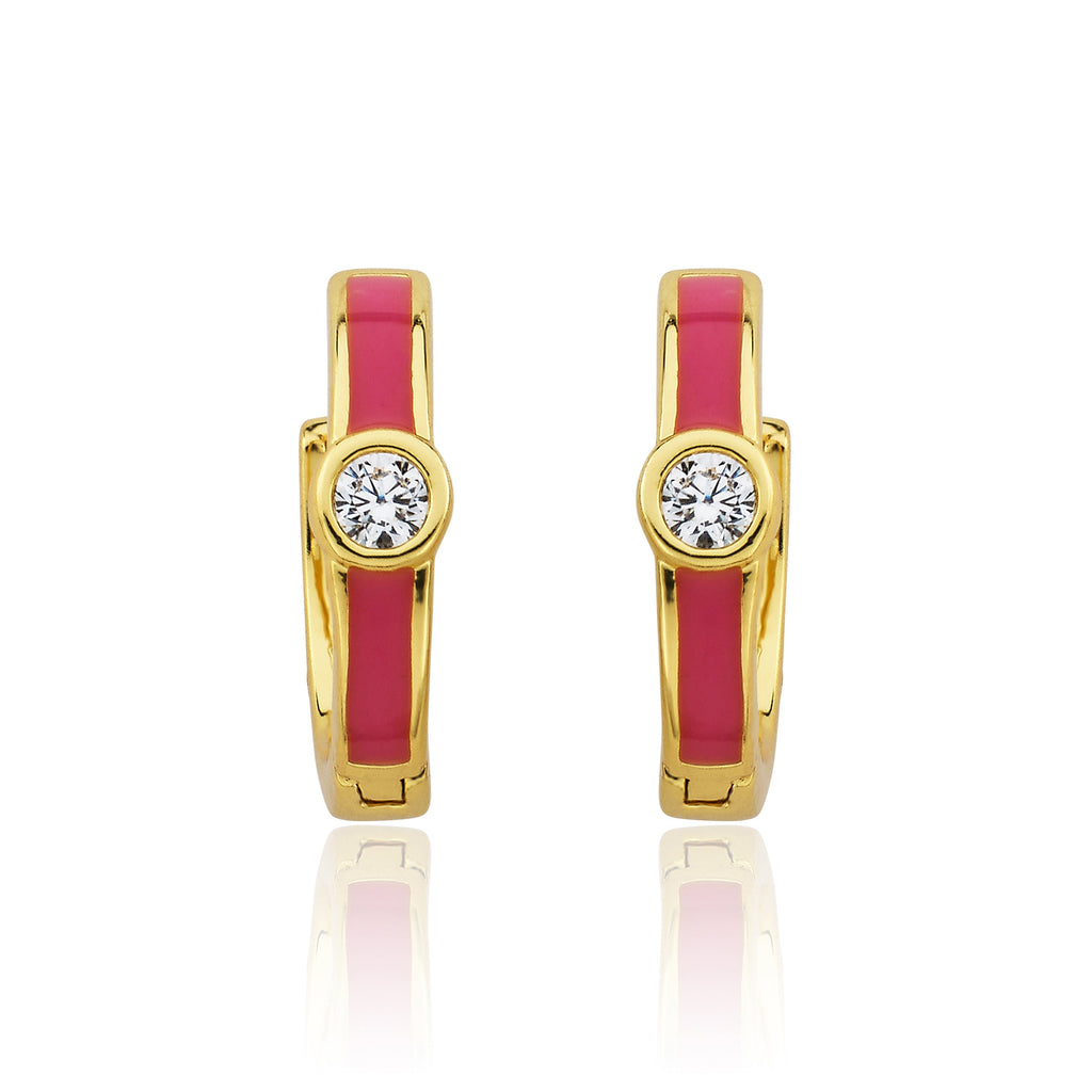 Cz Enamel Huggy Earring