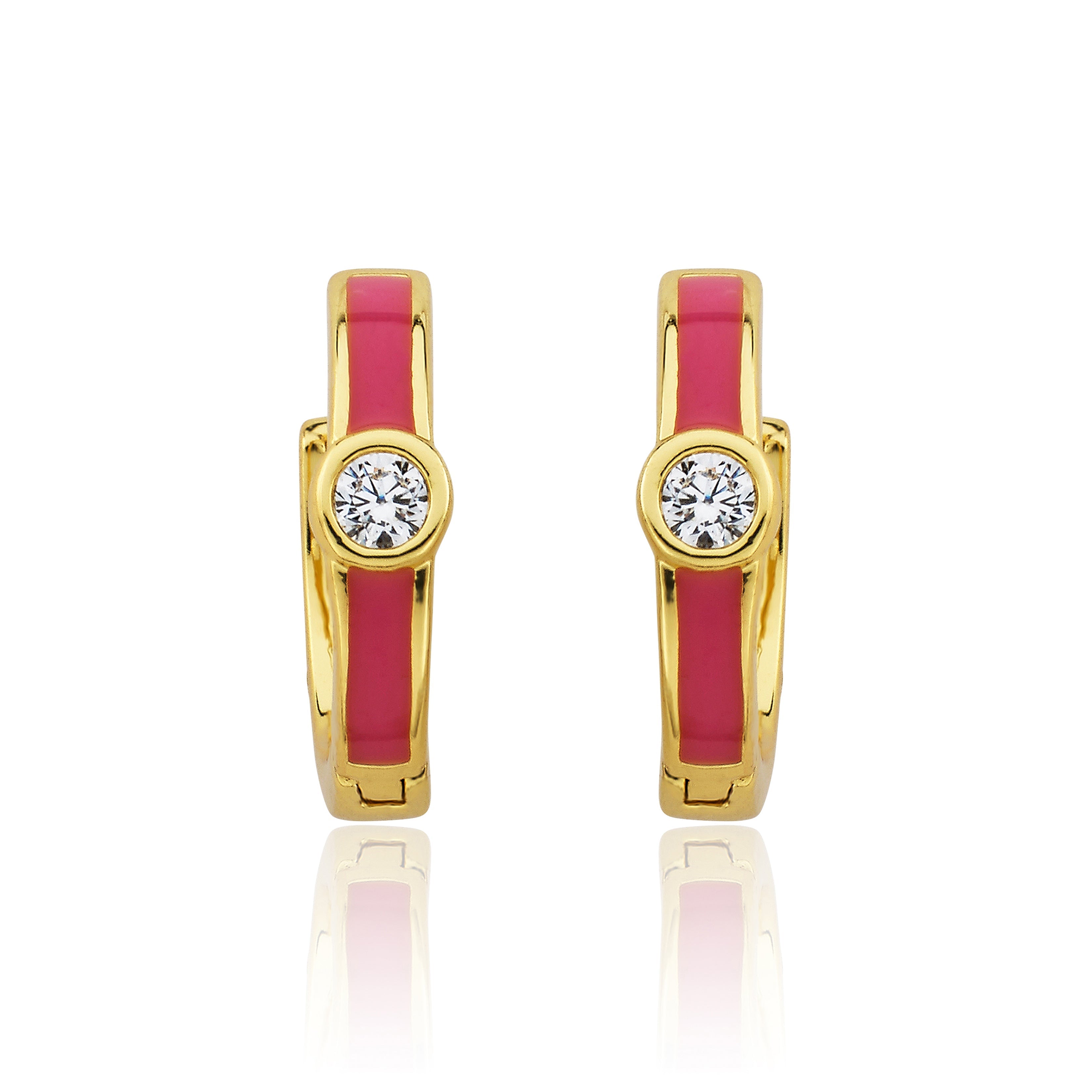 Cz Enamel Huggy Earring